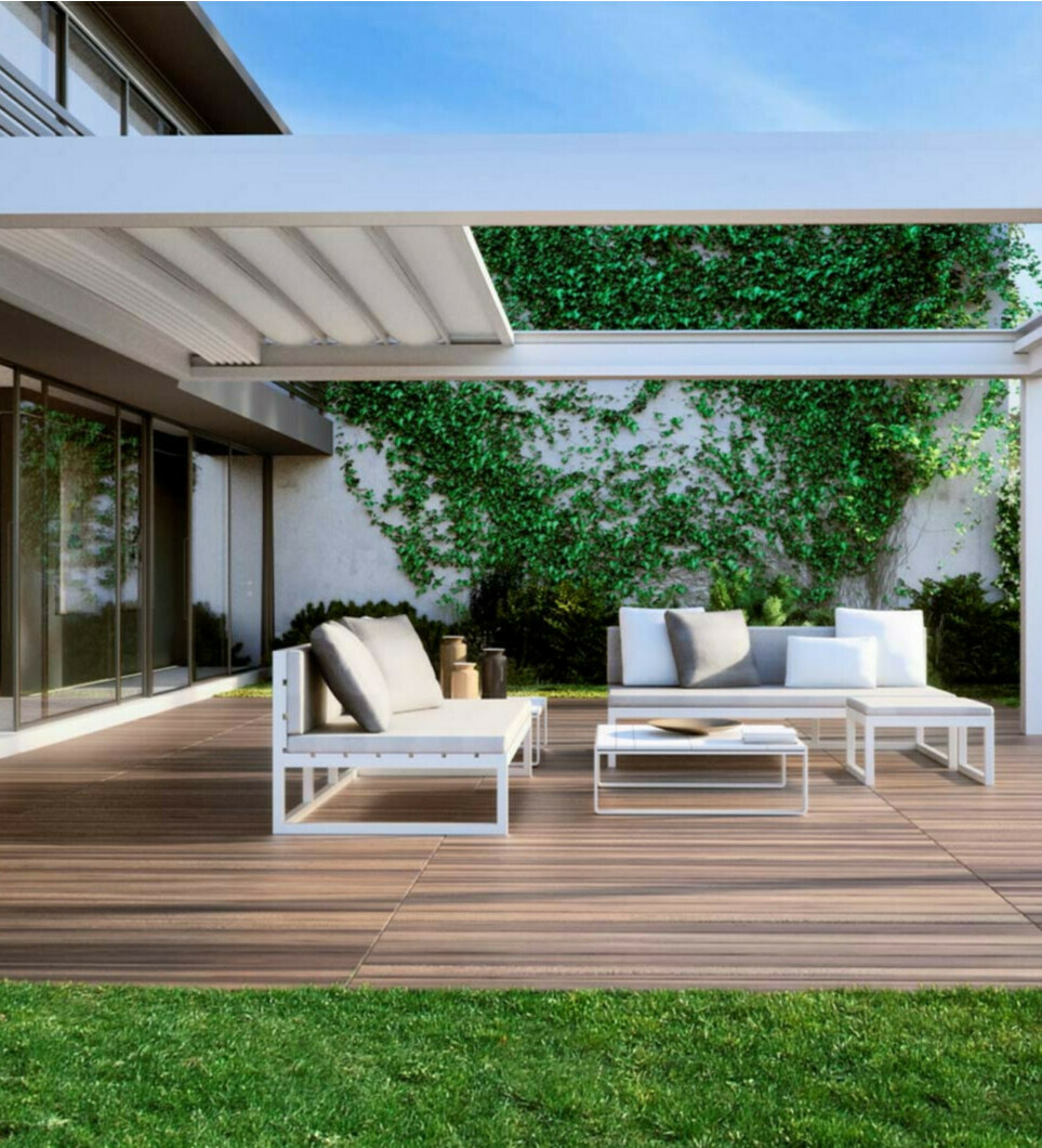 Пергола для летней веранды или террасы кафе и ресторана в Москве недорого! Алюминиевая пергола (пергольная маркиза) со сдвижной крышей с монтажом под ключ! Пергола (перголы) купить для летнего кафе, веранд, террас ресторанов и кафе в Москве. Солнцезащитные системы. Производство и монтаж маркиз-пергол, пергольных конструкций с моторизированной крышей